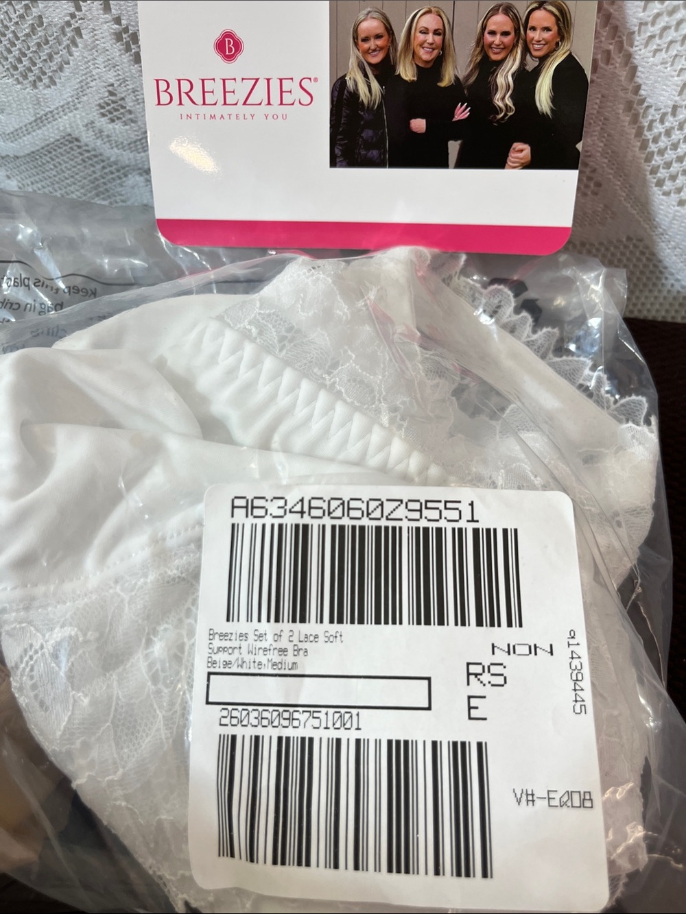 Breezies Set of 2 Lace Soft Support Wirefree Bra NIB M - Picture 6 of 6